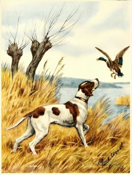 動物 Painting - ワイルドダックウッドのみの子犬